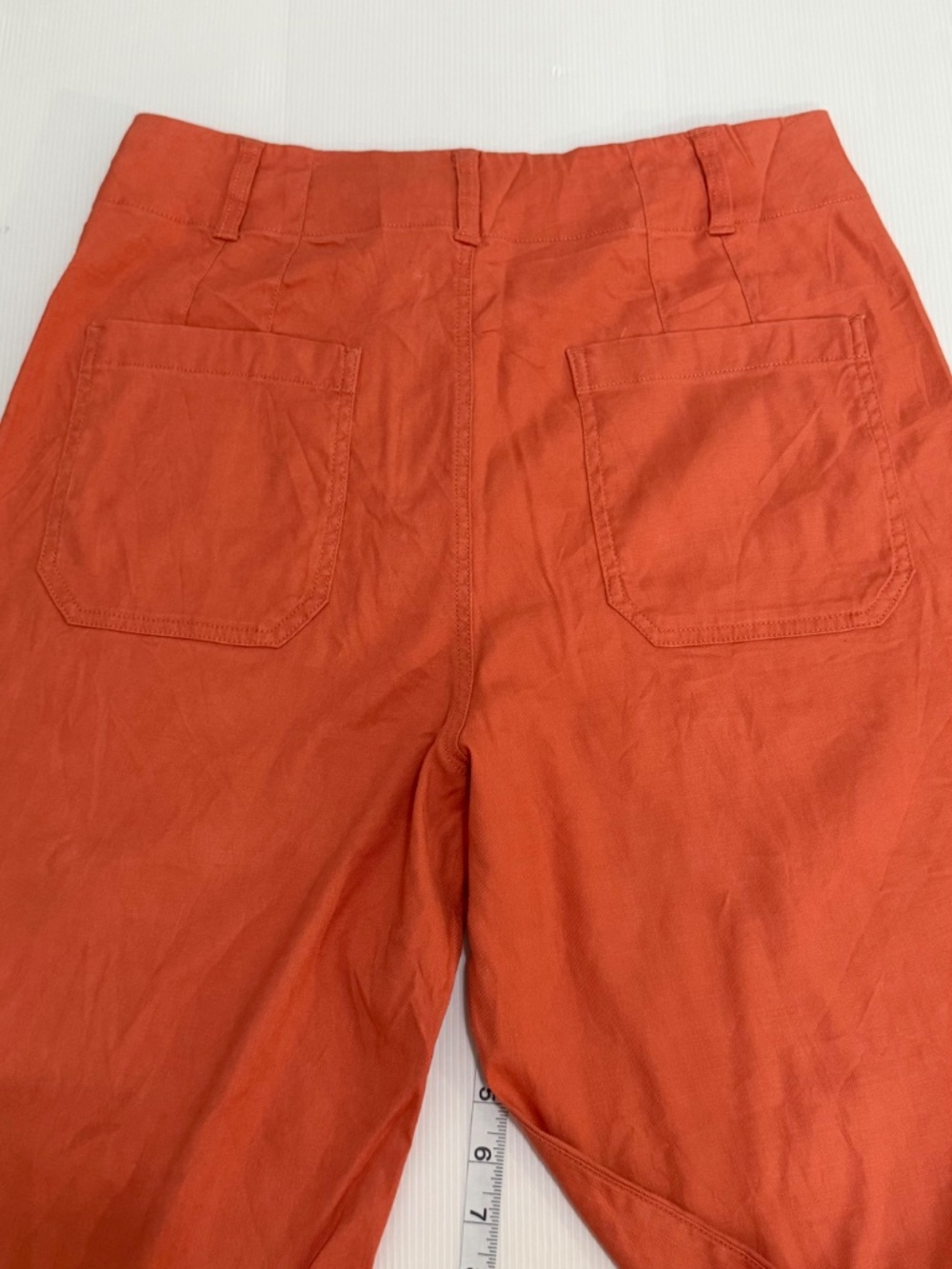 Anthropologie Maeve The Colette Crop Wide Leg Linen Blend Pants Orange Size 31 - Picture 11 of 12